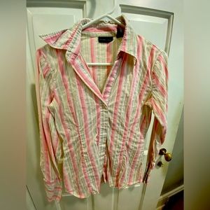 New York & Co. striped pink women button down XS